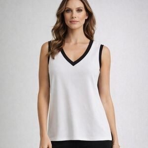 Spanner | White Sleeveless V Neck Vest Plus